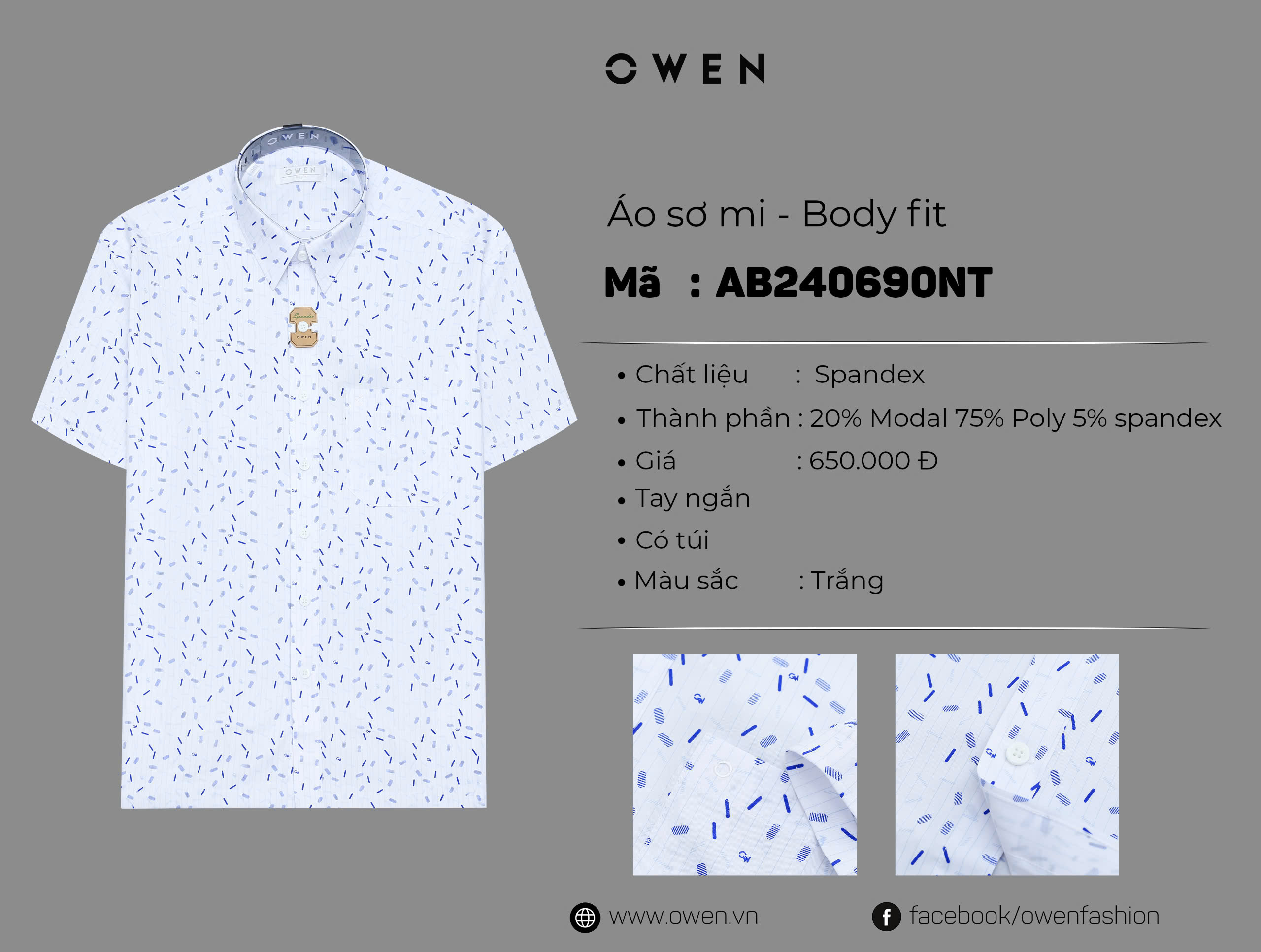 ÁO SƠ MI NGẮN TAY AB240690NT
