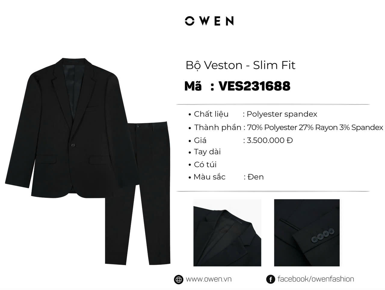 VEST BỘ ĐEN VES231688 - BK
