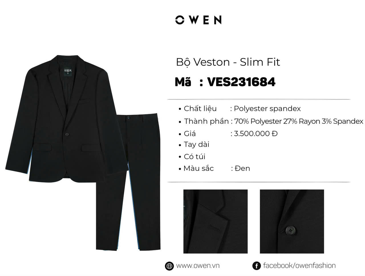 VEST BỘ ĐEN VES231684