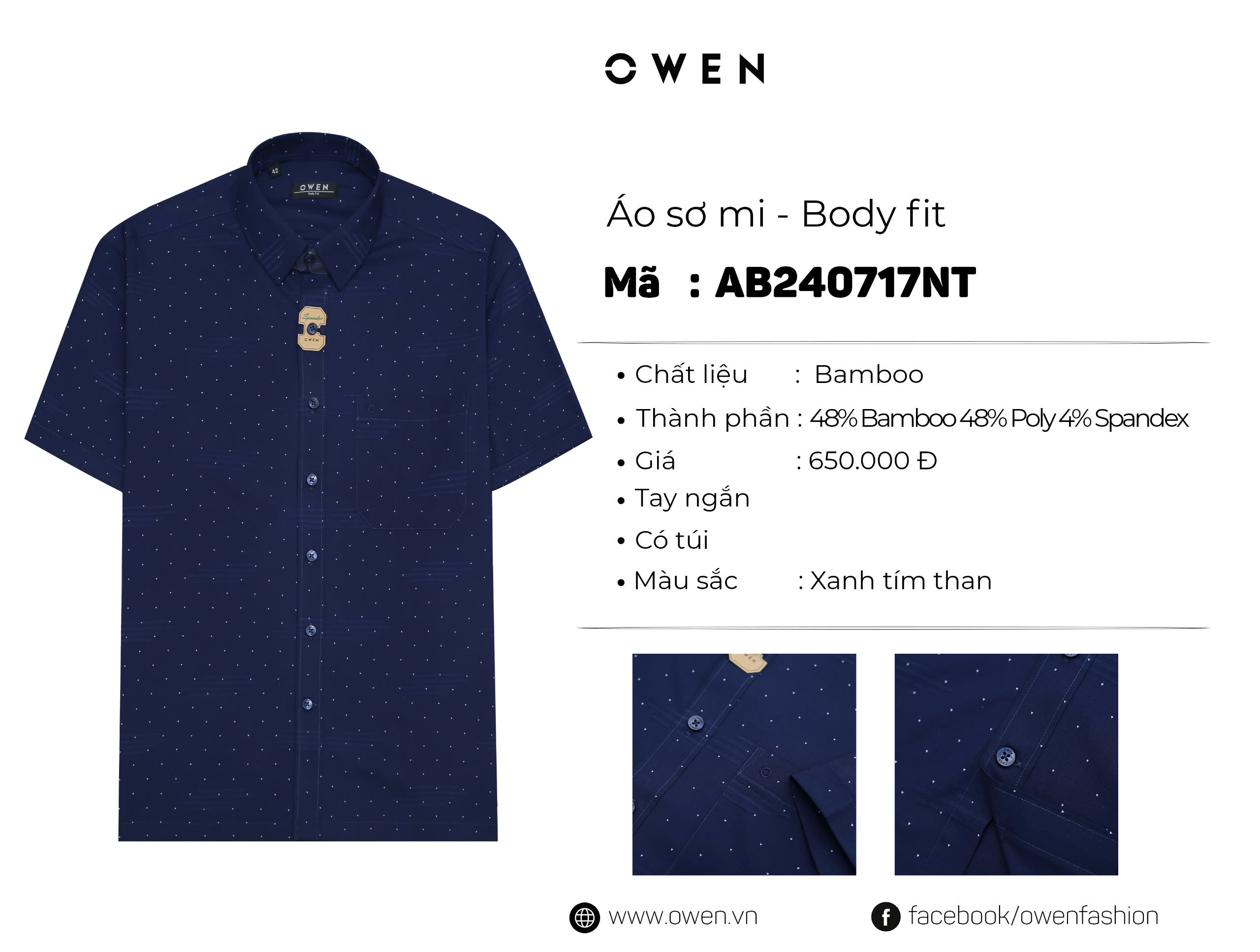 ÁO SƠ MI NGẮN TAY AB240717NT