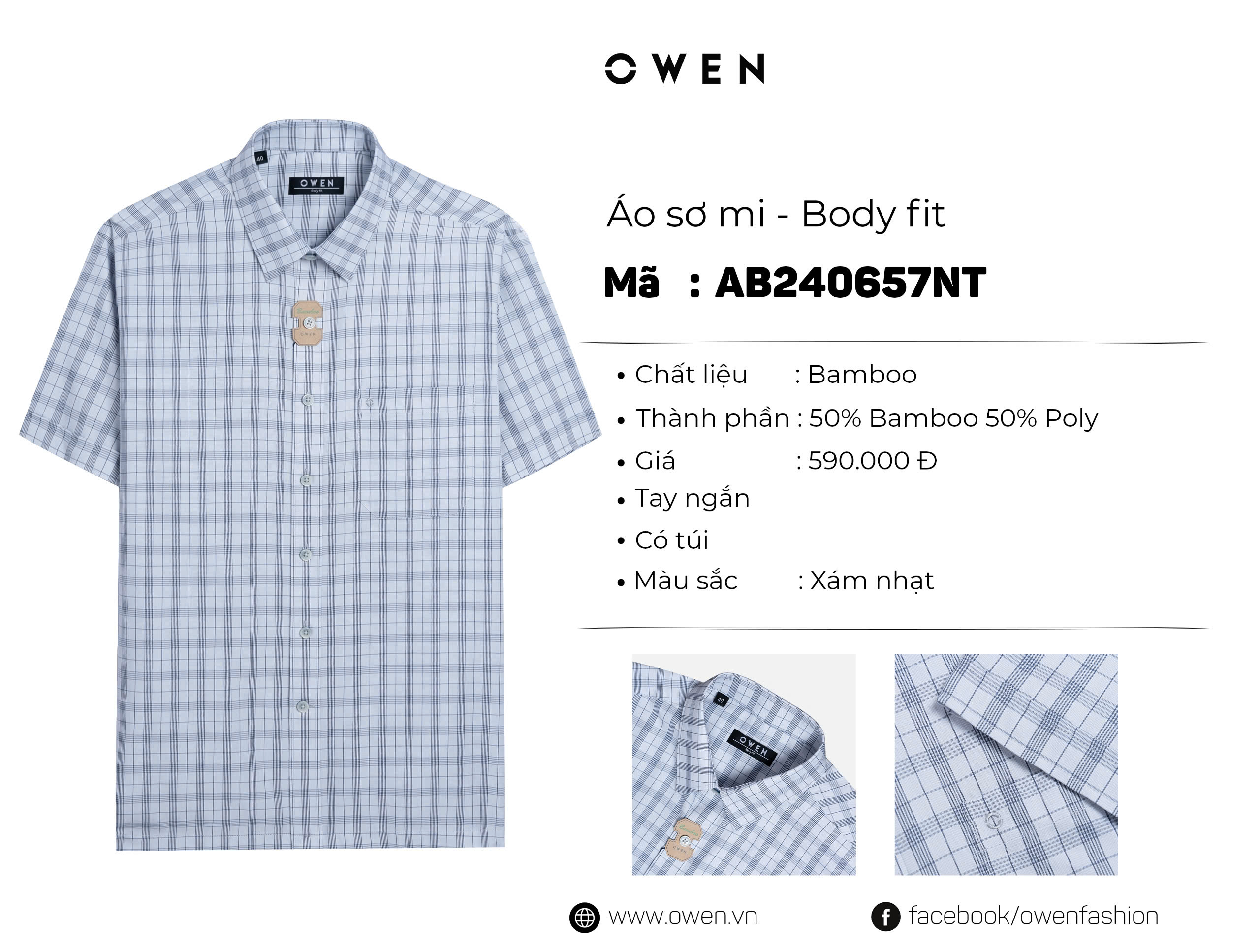 ÁO SƠ MI NGẮN TAY AB240657NT