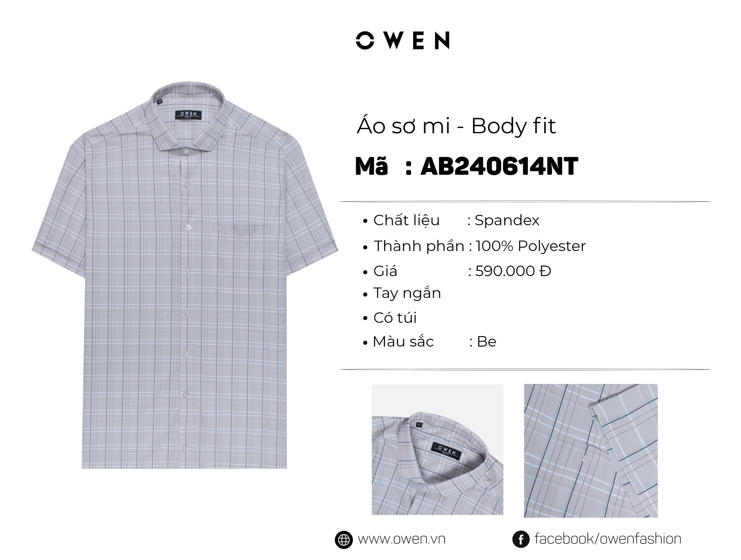 ÁO SƠ MI NGẮN TAY AB240614NT
