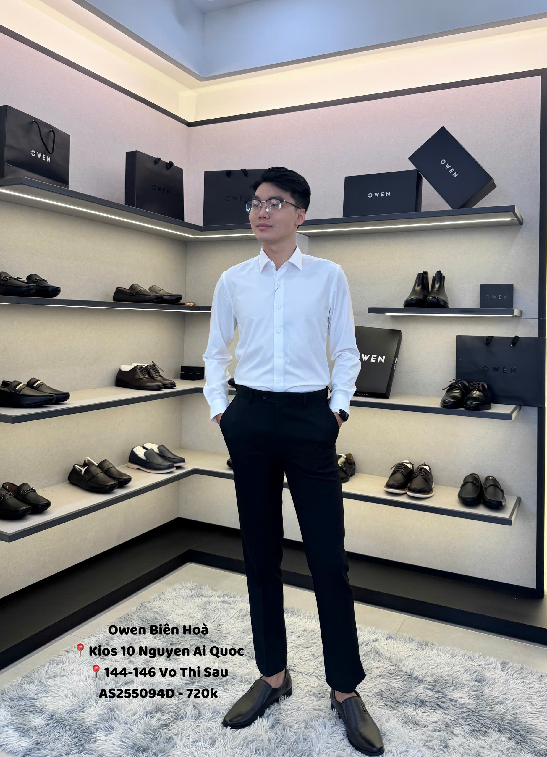 ÁO SƠ MI TRẮNG DÀI TAY HỌA TIẾT AS255094D