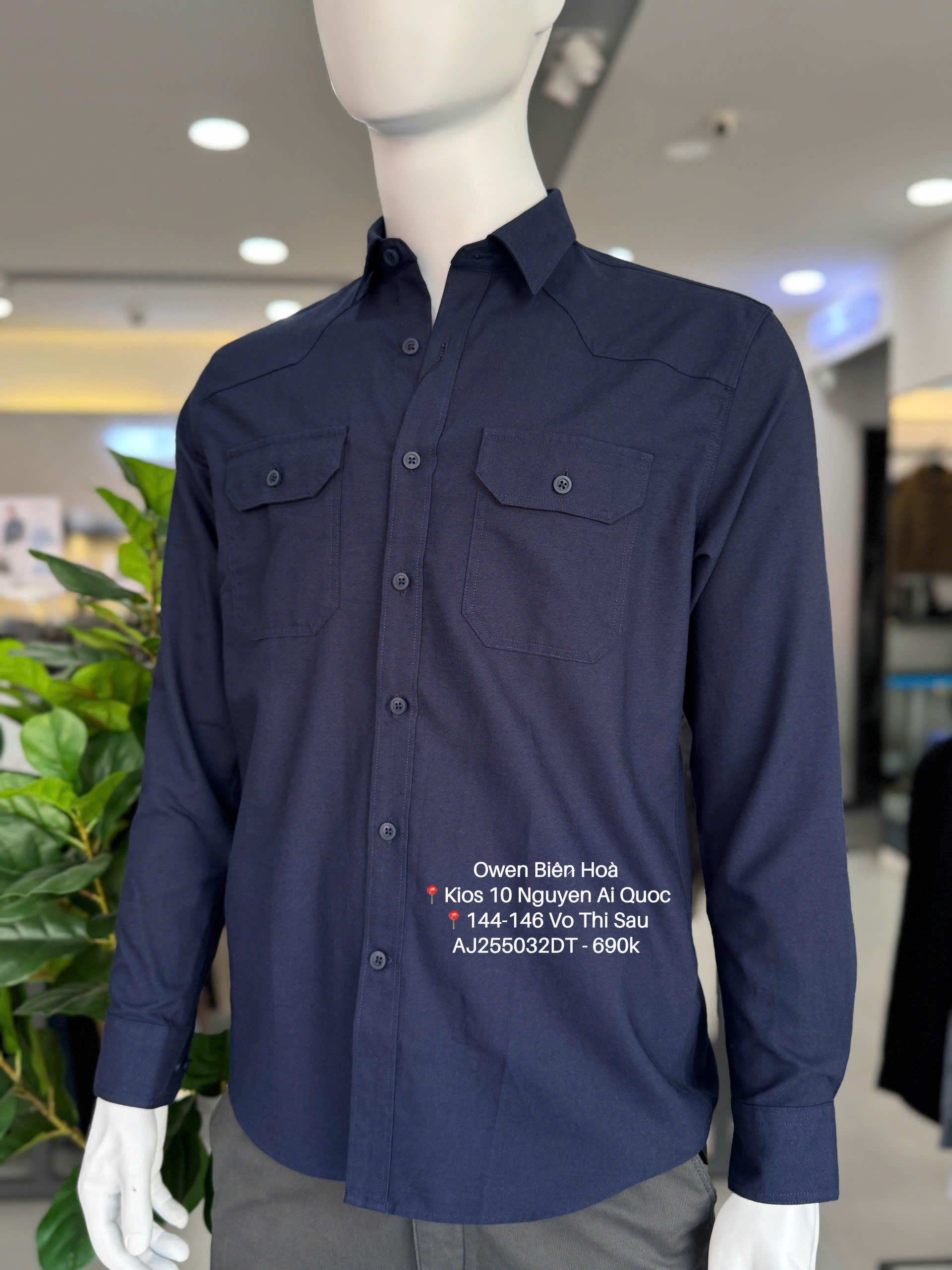 ÁO SƠ MI NỈ DÀI TAY AJ255032DT