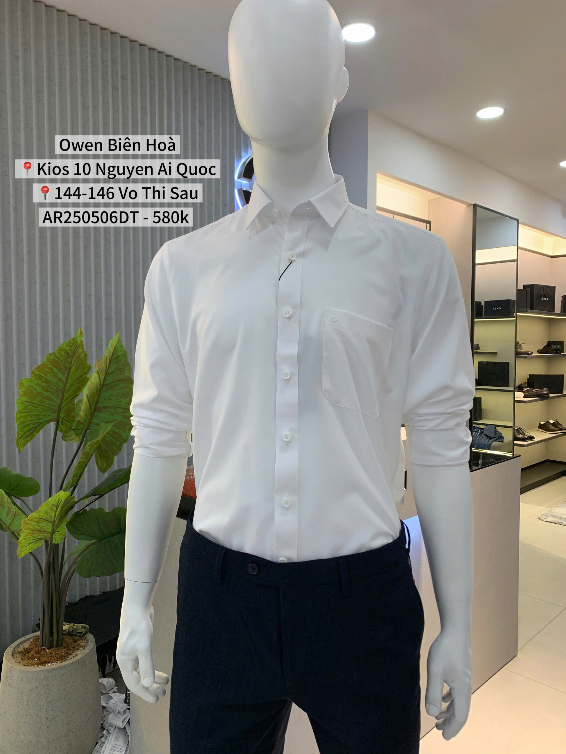 ÁO SƠ MI TRẮNG NANO CÓ TÚI DÀI TAY AR250506DT