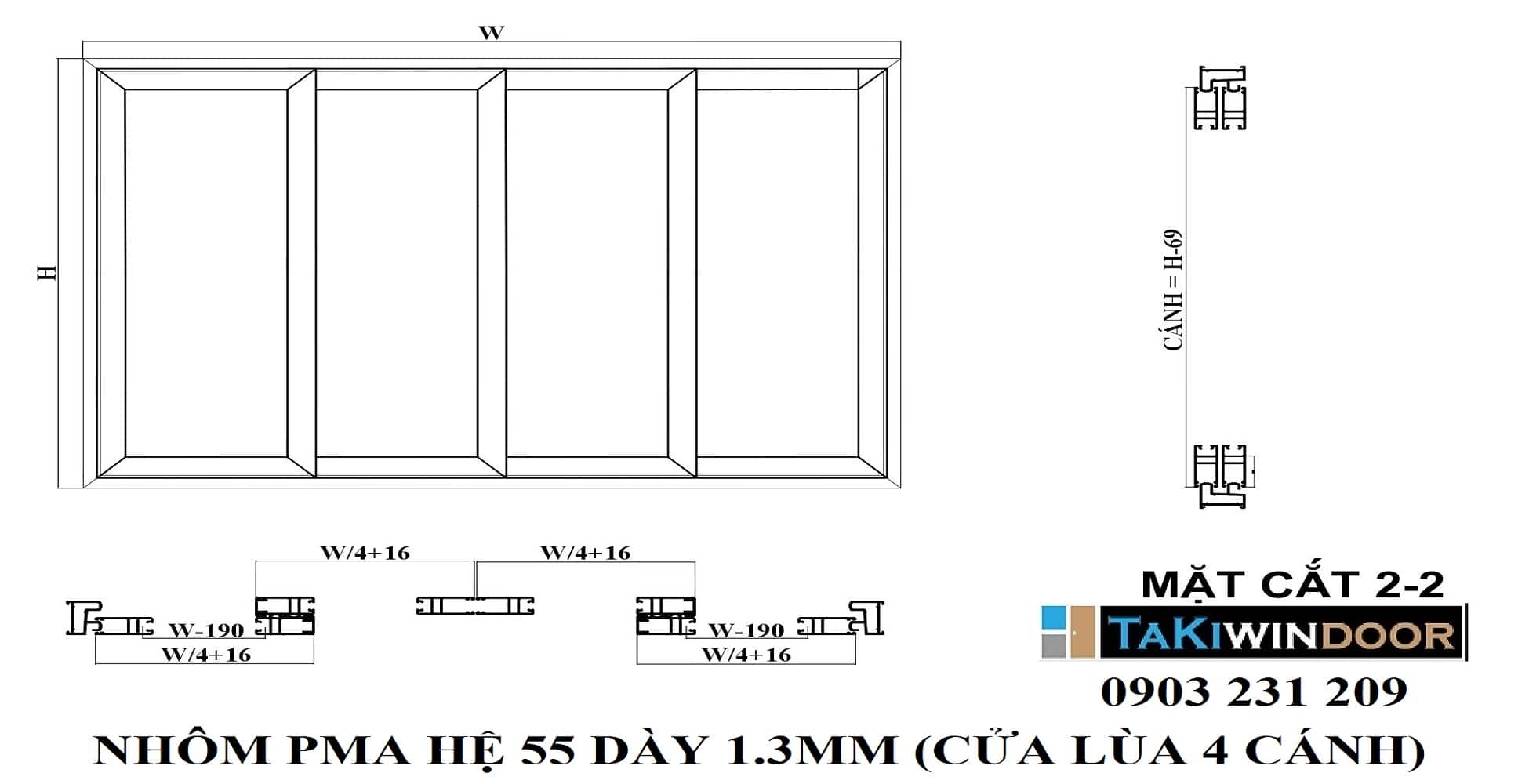 Hướng dẫn sản xuất cửa lùa 4 cánh nhôm PMA