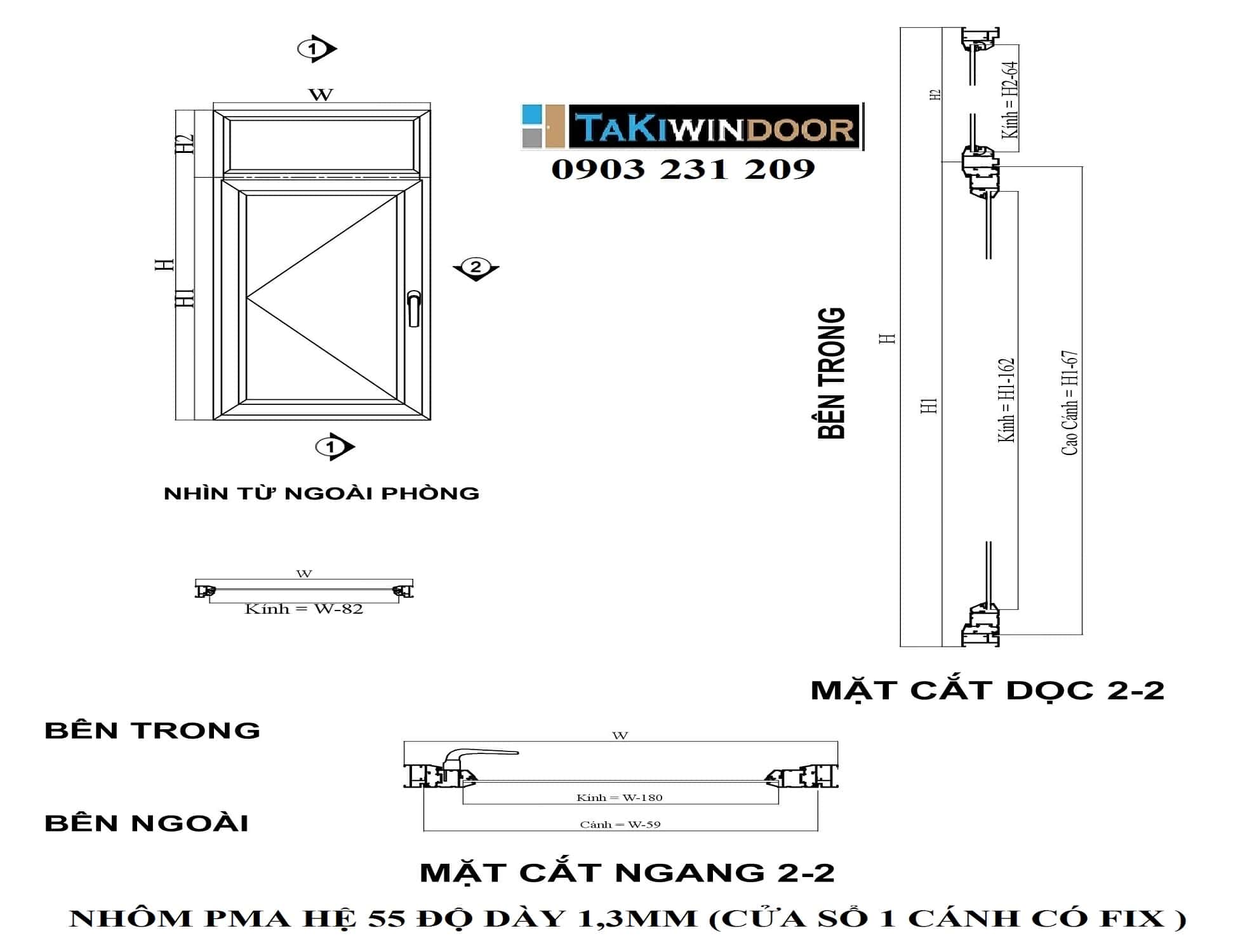 Hướng dẫn sản xuất cửa sổ 1 cánh có Fix trên nhôm PMA