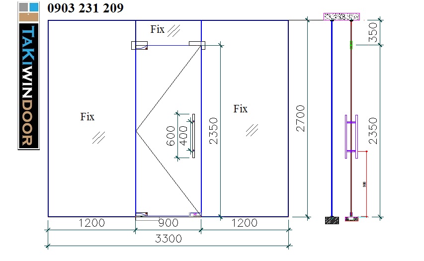 bản vẽ cửa thủy lực mở đẩy 1 cánh