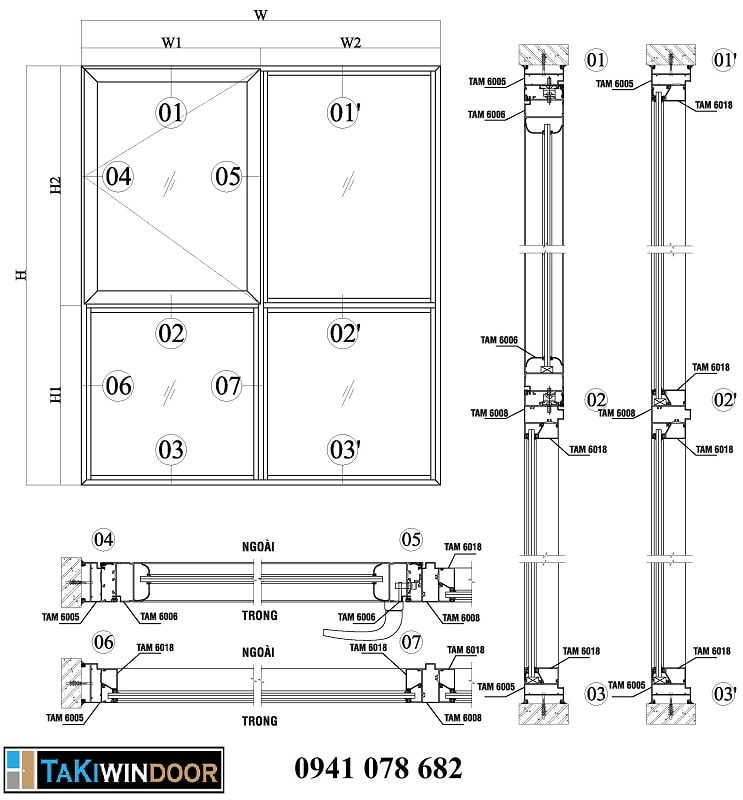 Hướng dẫn sản xuất Cửa sổ 1 cánh liền FIx nhôm JMA hệ TMA60