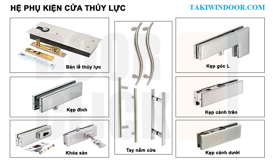 phụ kiện cửa kính thủy lực rất đa dạng hãy chọn sản phẩm chính hãng, đơn vị uy tín, bảo hành dài hạn