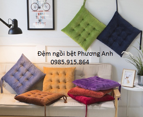 Đệm ngồi bệt, đệm lót ghế vuông color full - Nhung sang trọng