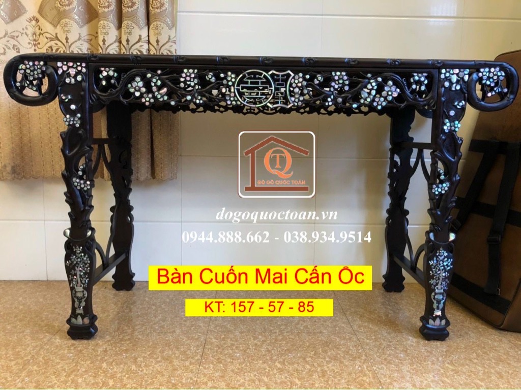 Bàn Cuốn Mai Cẩn Ốc Đẹp 2024 Gỗ Gụ ta