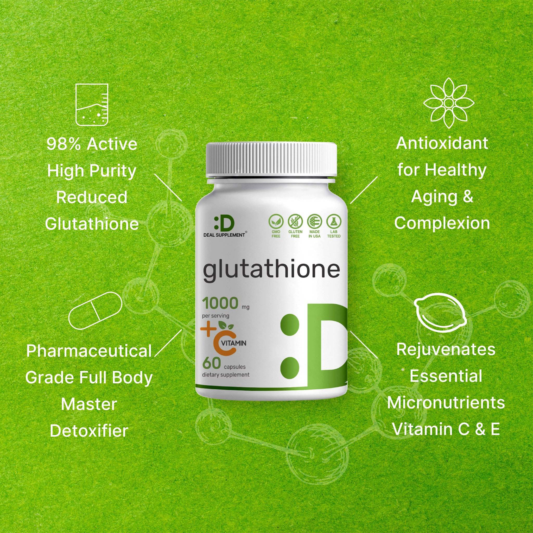 Deal Supplement Glutathione Reduced 1000mg + Vitamin C (60 Viên) SHOP THỂ HÌNH