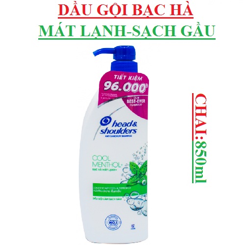 Dầu gội Head&shoulders 850ml; bạc hà,mượt óng,ngăn rụng tóc,sảng khoái,táo,da đầu ngứa