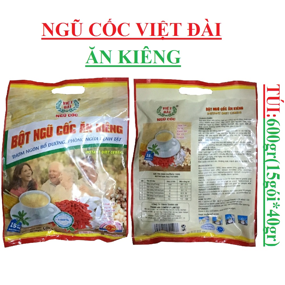 Ngũ cốc Việt đài, ăn kiêng, gạo lức canxi, sữa bắp canxi, dinh dưỡng, methi, sen dừa túi (450-600)gr