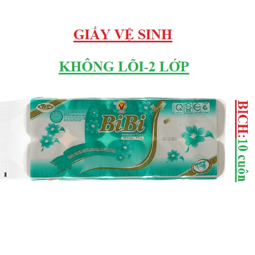 Giấy vệ sinh 2 lớp Bibi không lõi bịch 10 cuộn