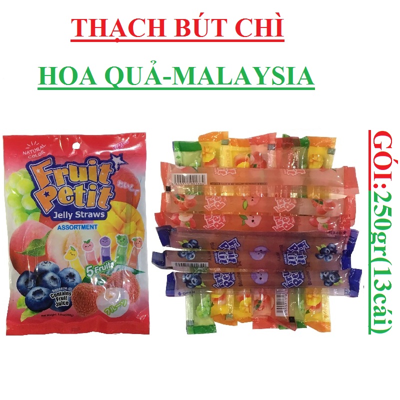 Thạch bút chì Fruit petit trái cây hỗn hợp túi 250gr (13gói)