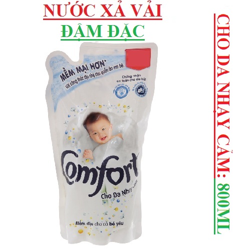 Nước xả vải đậm đặc comfort cho da nhạy cảm 800ml/túi