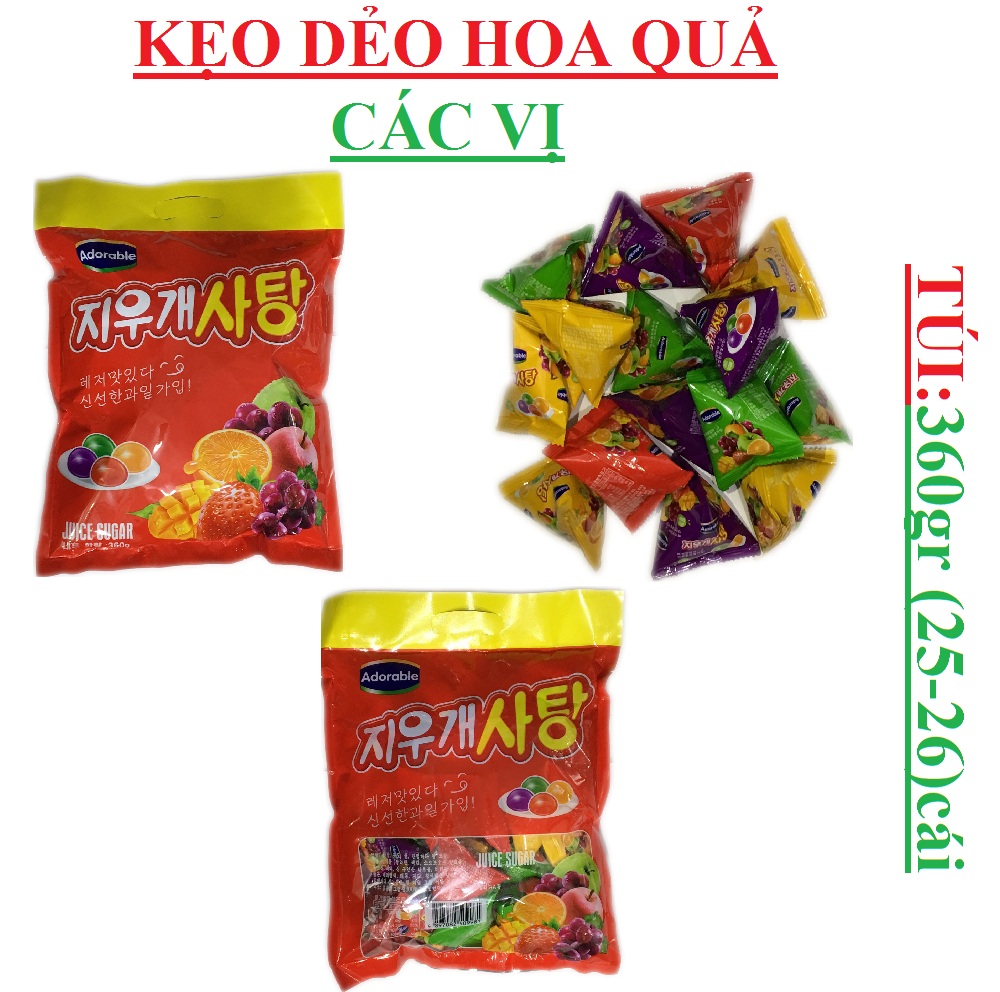 Kẹo hoa quả, kẹo dẻo, kẹo chip adorable túi 360gr