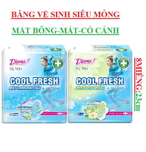 Băng vệ sinh siêu mỏng Diana sensi cool fresh  có cánh 8 miếng