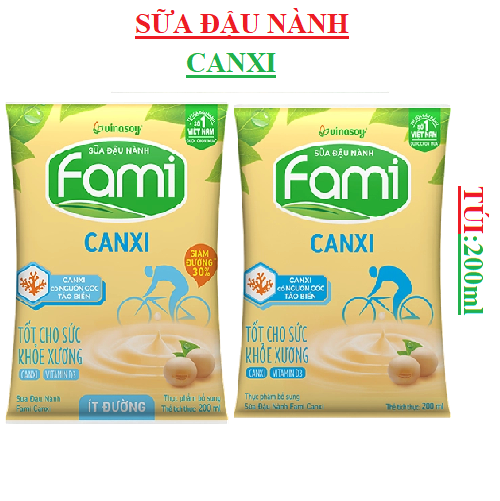 Sữa đậu nành Fami canxi Vinasoy túi 200ml