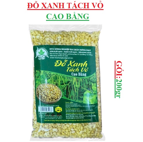 Đỗ xanh tách vỏ Cao Bằng ba sạch Hưng Đạo gói 200gr