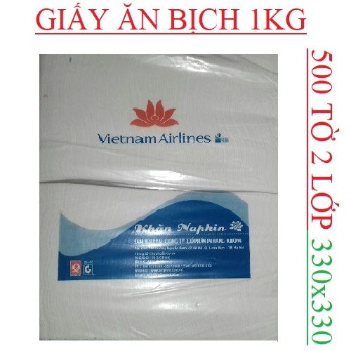 Giấy ăn Vietnam Airlines bịch 1kg 500 tờ 2 lớp 330x330mm