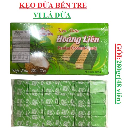 Kẹo dừa Hoàng Liên đặc sản bến tre gói 280gr (48 cái)