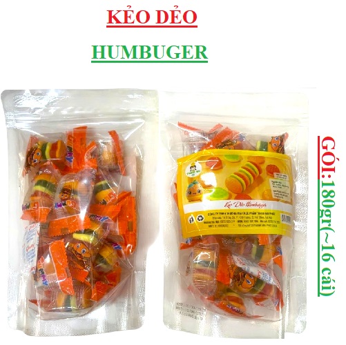 Kẹo dẻo hình bánh humburger nhỏ Gummy thanh mai phát gói 180gr