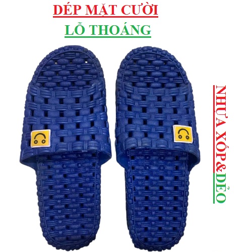 Dép mặt cười lớn xốp nhựa dẻo có lỗ vuông size to (>=38)