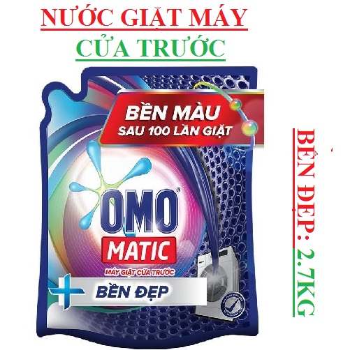 Nước giặt máy cửa trước omo matic bền đẹp 2,7kg túi