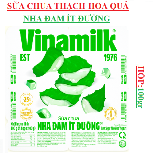 Sữa chua ăn nha đam, hoa quả vinamilk hộp 100gr