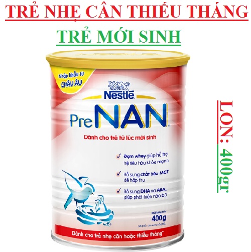 Sữa dành cho trẻ mới sinh nhẹ cân, sinh non thiếu tháng PreNan lon 400gr