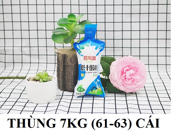 Thùng  Sữa chua uống túi đài loan broze 110ml mầu xanh nước biển  (vị sữa chua) 7kg