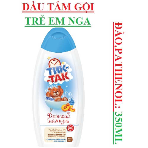 Dầu tắm gội trẻ em Nga Tik Tak đào và pethanol chai 350ml