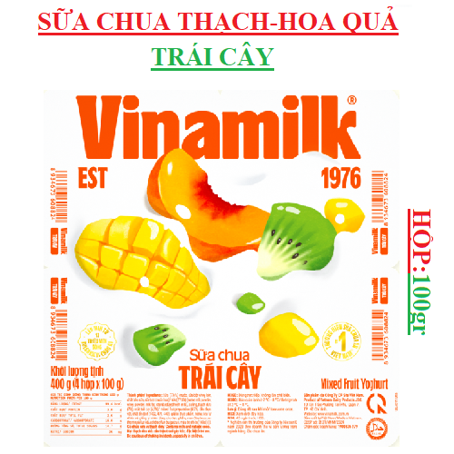 Sữa chua ăn nha đam, hoa quả vinamilk hộp 100gr