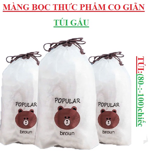 Màng bọc thực phẩm co giãn có chun kèm túi gấu, bịch (80-:-100)chiếc