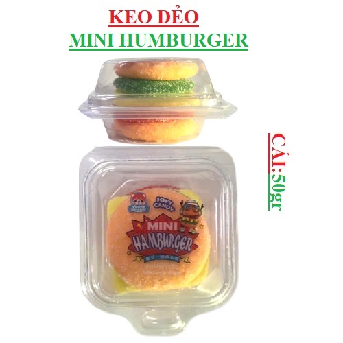 Kẹo dẻo bông hình bánh humburger nhỏ Yummy delight hộp 50gr
