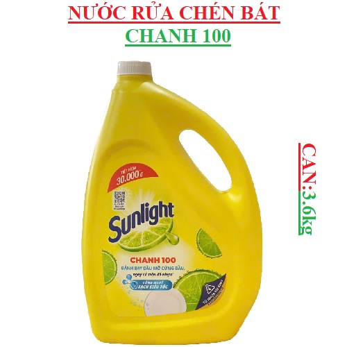 Nước rửa chén bát sunlightchanh 100 can (3.4-:-3.6)kg