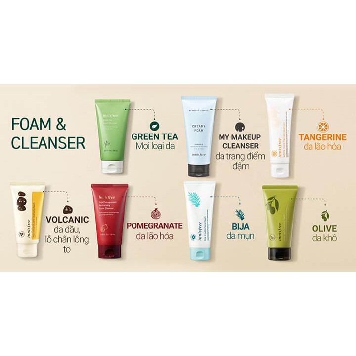 Sữa rửa mặt Innisfree các mùi 150ml