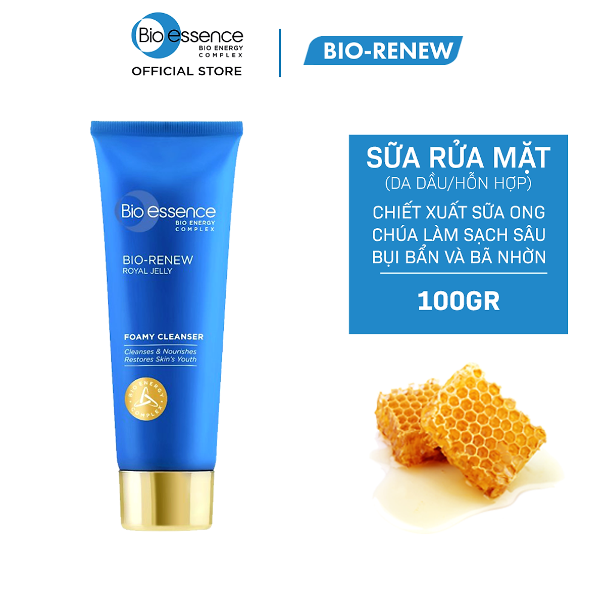 Sữa Rửa Mặt Bio-essence Sữa Ong Chúa + ATP 100g dành cho da dầu