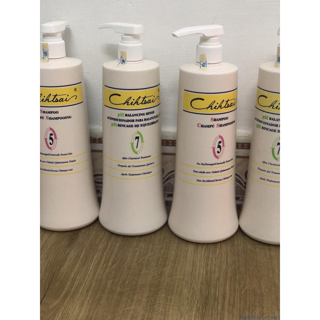 Cặp Dầu gội tái tạo số 5 và Dầu xả số 7 Chihtsai chính hãng 1000ml