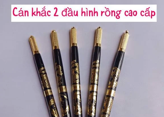 Cán Dao Khắc Lông Mày Rồng Vàng 2 Đầu Kim và Dao Cao Cấp