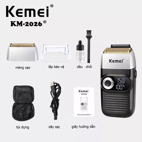 Máy cạo khô Kemei 2026 2 in 1( tông đơ+ cạo râu)