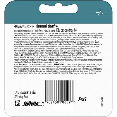 Lưỡi Gillette Mach 3 (12 cái/hộp) vỉ 3