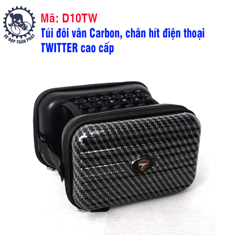 Túi đôi vân Carbon, chân hít điện thoại TWITTER cao cấp