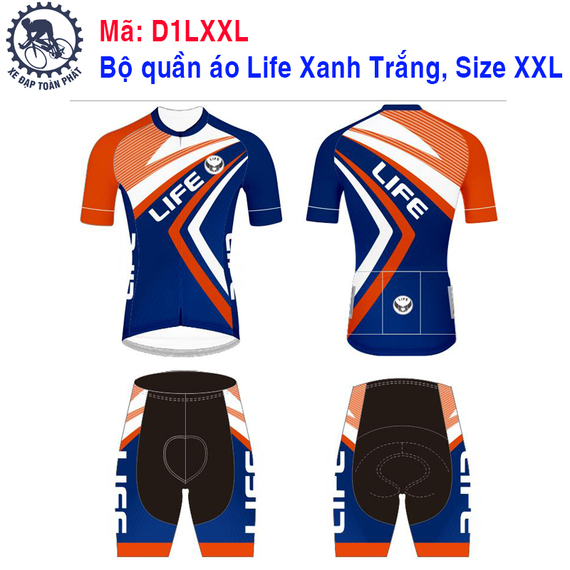 Bộ quần áo LIFE ngắn xanh trắng