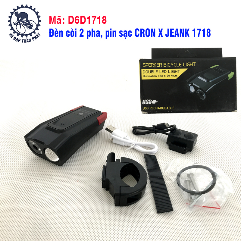 Đèn còi 2 pha, pin sạc CRON X JEANK 1718