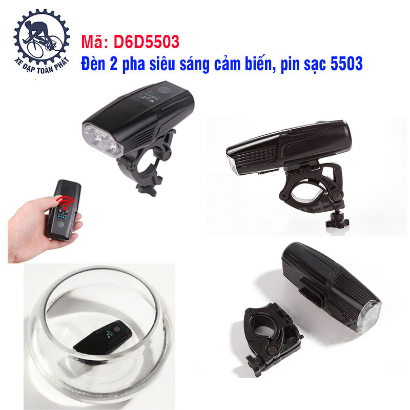 Đèn 2 pha siêu sáng cảm biến, pin sạc 5503