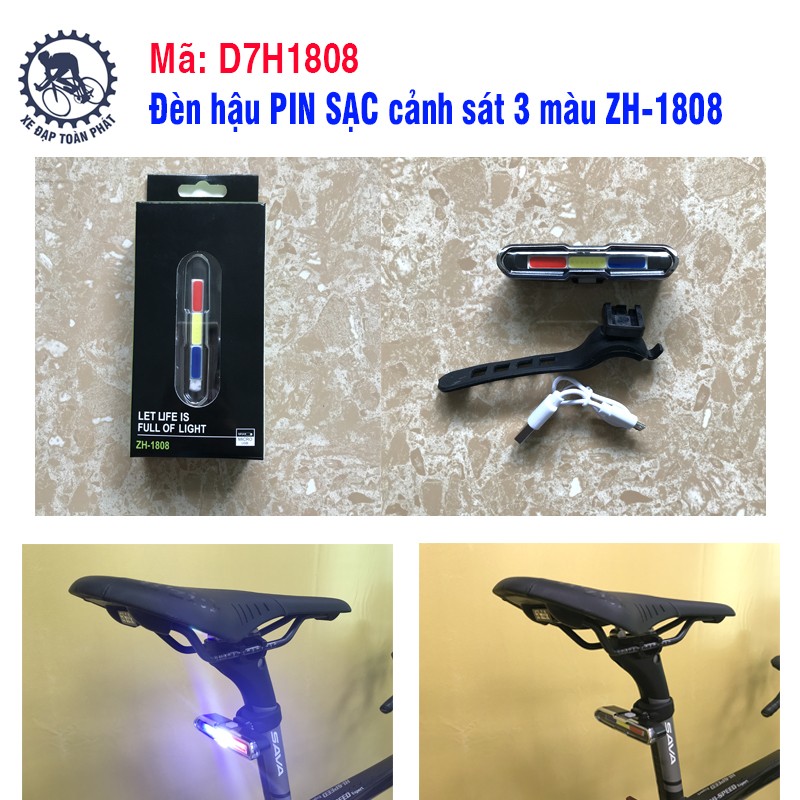 Đèn hậu PIN SẠC cảnh sát 3 màu ZH-1808